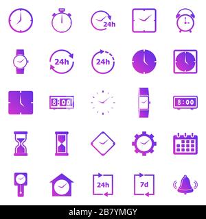 Time gradient icons on white background, stock vector Stock Vector