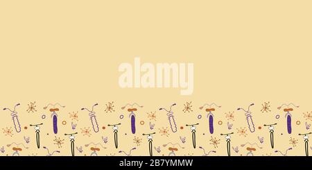 fun bicycle border with vector graphics on a yellow background. great for paper products, home decor, wallpaper, scrapbooks . surface pattern design Stock Vector