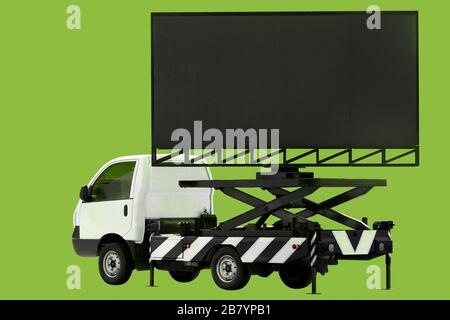 Billboard on car LED panel for sign Advertising isolated on background green Stock Photo