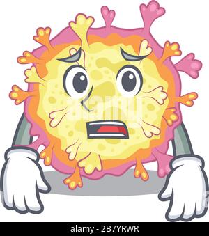 Cartoon picture of coronaviridae virus showing anxious face Stock Vector