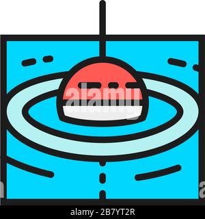 Vector fishing float flat color line icon. Stock Vector