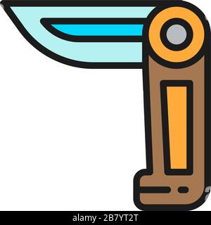 Vector jackknife, knife flat color line icon. Stock Vector