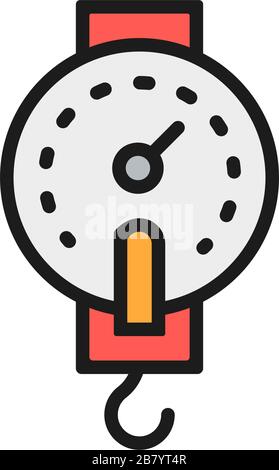 Fishing hook scales flat color line icon. Stock Vector