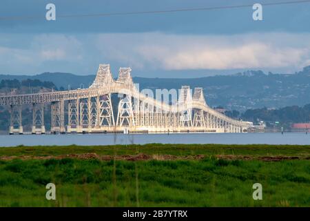 The Richmond San Rafael bridge connects the East Bay to Marin County in California. Stock Photo