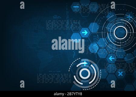 Vector background of scientific and technological system for calculating complex data. Stock Vector