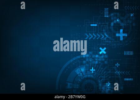Vector background of scientific and technological system for calculating complex data. Stock Vector