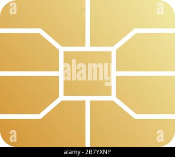 Golden EMV chip icon. Secure online banking microchip. Stock Vector