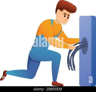 Man fix wires icon. Cartoon of man fix wires vector icon for web design isolated on white background Stock Vector