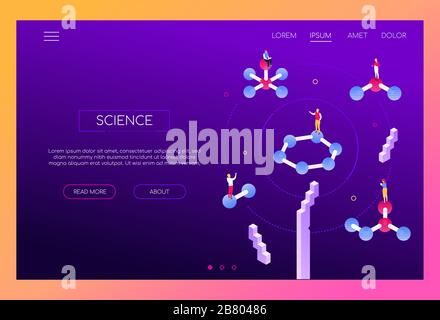 Science and research - modern isometric vector web banner Stock Vector