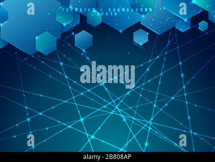 Abstract blue laser line with sparkle lighting on dark blue space ...
