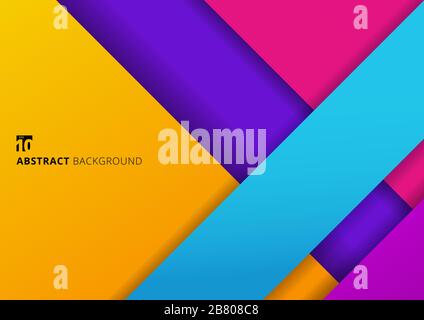 Abstract background geometric stripes colorful overlapping layer with shadow and space for your text. Vector illustration Stock Vector