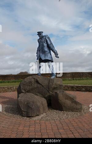 The David Stirling Memorial, sometimes also called the SAS Memorial, has stood since 2002 on the Hill of Row, near Sir David's ancestral home. Stock Photo