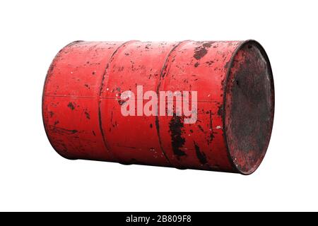 Barrel Oil red Old isolated on background white Stock Photo
