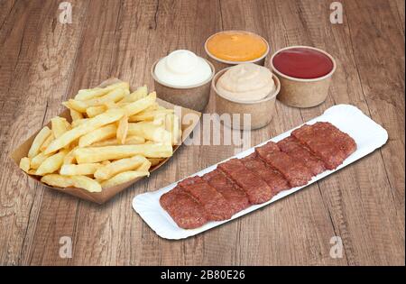 Fast food Snack and french fries. Each snack have a clipping path Stock Photo