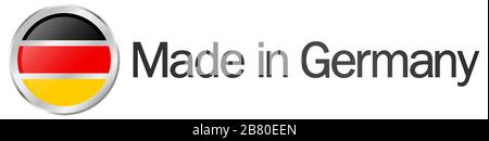 EPS vector illustrating seal of quality with round button with national colors and text MADE IN GERMANY Stock Vector