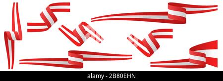 collection of seven different austrian country flag banners with national colors Stock Vector