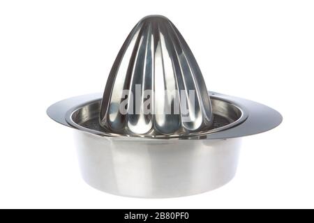 Stainless Juicer squeezer, on a white background. Stock Photo
