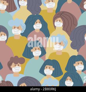 crowd of masked men, protection from coronavirus Stock Vector