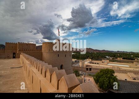 Inside al Rustaq fort close to Al Hajir mountains between Nizwa and Mascat in Oman Stock Photo