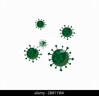 Green vector icon - coronavirus bacteria isolated Stock Vector