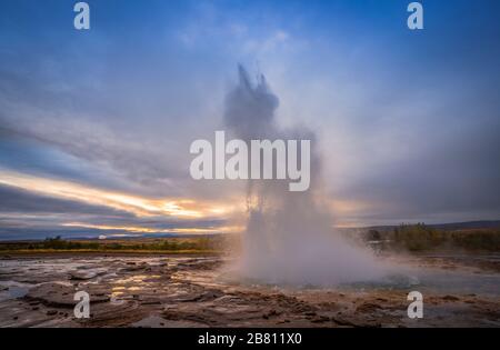 Strokkur, the most powerful geysir in Iceland Stock Photo