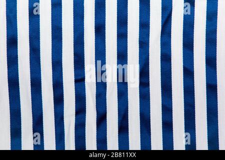 image of a blue and white striped pattern on fabric Stock Photo