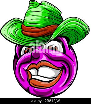 Cute smiling emoticon wearing cowboy hat, emoji, smiley Stock Vector