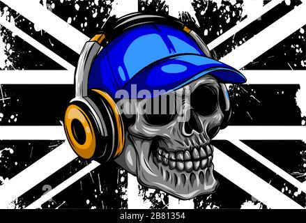 Skull and Flag Great Britain. vector illustration Stock Vector