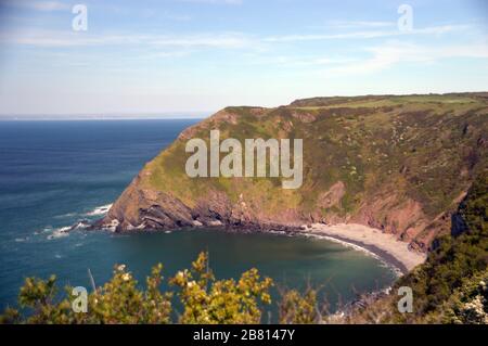 Eldern Point & Shipload Bay form West Titchberry Cliff near the Hartland Point Radar Station on the South West Coastal Path, North Devon, England. Stock Photo