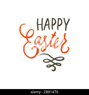 Happy Easter Handwritten wishes. Isolated vector lettering design for gift cards and invitations Stock Vector