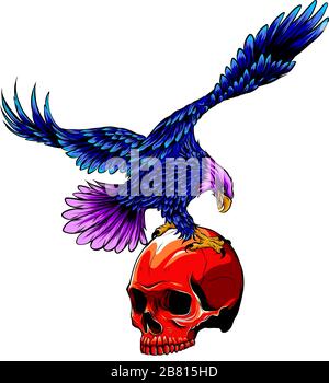 Eagle and Skull vector illustration design art Stock Vector