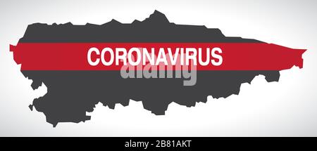 Asturias SPAIN region map with Coronavirus warning illustration Stock Vector