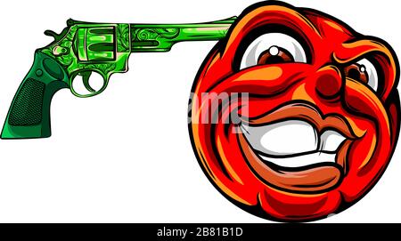 Emoticon pointing a gun on his head vector Stock Vector