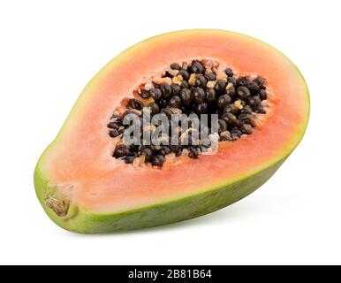 Papaya fruit isolated on white background. Clipping path Stock Photo