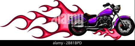 vector illustration Flaming Bike Chopper Ride Front View Stock Vector