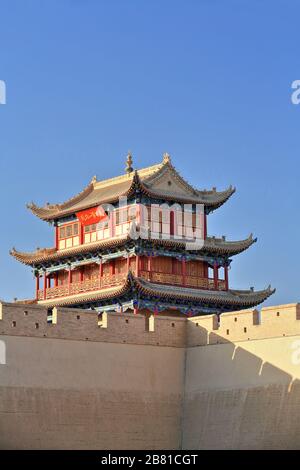 Three-story tower over Guanghua Lou-Enlightenment Gate-eastern gate Jiayuguan fortress-Jiayuguan city-Gansu-China-0731