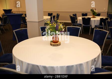 Table set for wedding or another catered event dinner Stock Photo