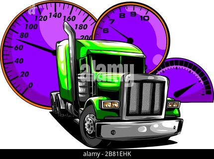 Vector cartoon semi truck illustration design art Stock Vector