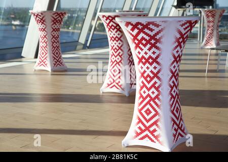 Table set for wedding or another catered event dinner Stock Photo