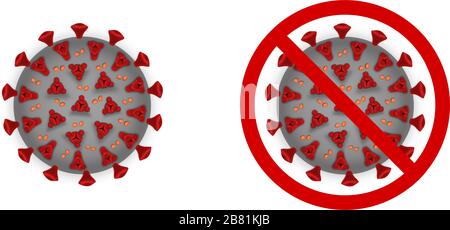 Coronavirus 2019-nCoV illustration and coronavirus with stop sign Stock Vector