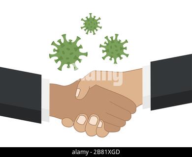 virus transmission by shaking hands info graphic vector illustration EPS10 Stock Vector