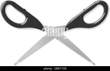 Realistic scissors with black handles Stock Vector