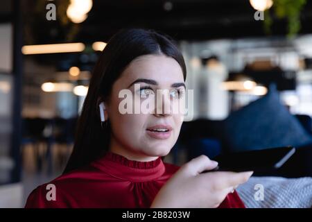 Caucasian woman having a phone call Stock Photo