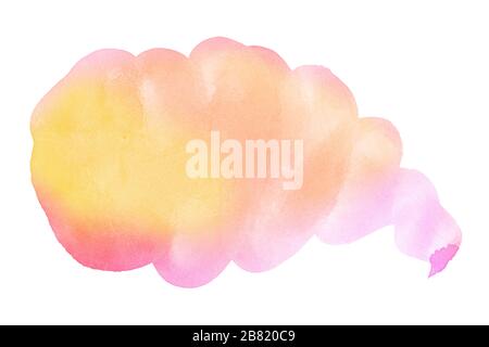 Multicolored watercolor stains in pastel colors on a paper basis. Isolated frame for design hand-drawn by brush. Abstract unique background. Stock Photo