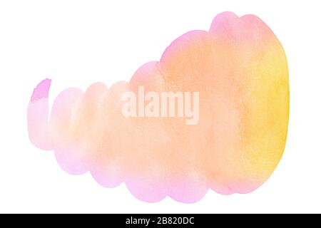 Multicolored watercolor stains in pastel colors on a paper basis. Isolated frame for design hand-drawn by brush. Abstract unique background. Stock Photo