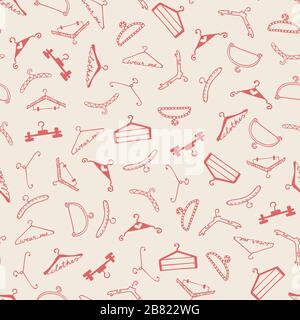Doodle seamless clothes hangers pattern Stock Vector