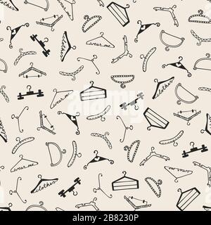 Doodle seamless clothes hangers pattern Stock Vector