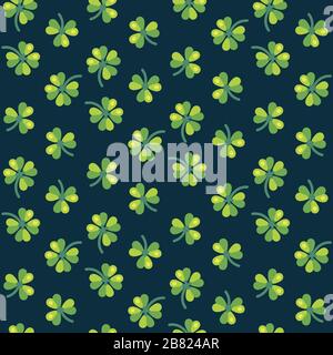 Shamrock leaves seamless pattern. St Patrick's Day green background Stock Vector