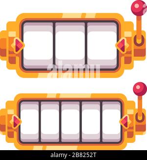 Empty golden slot machine. Casino flat illustration Stock Vector