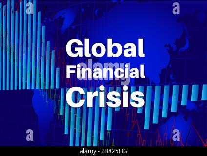 Vector illustrated Crisis Business graph with arrows tending downwards. Global financial recession. Stock Vector